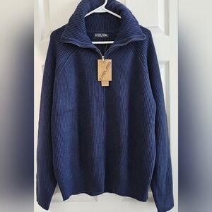 PJ Paul Jones Mens Sweater NWT Medium Full Zip Navy
